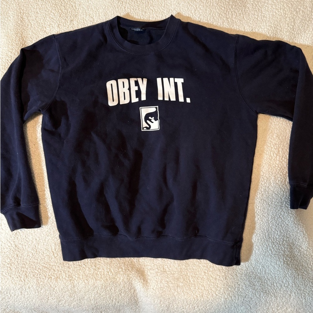 Obey Men's Dark Blue Crewneck Sweater